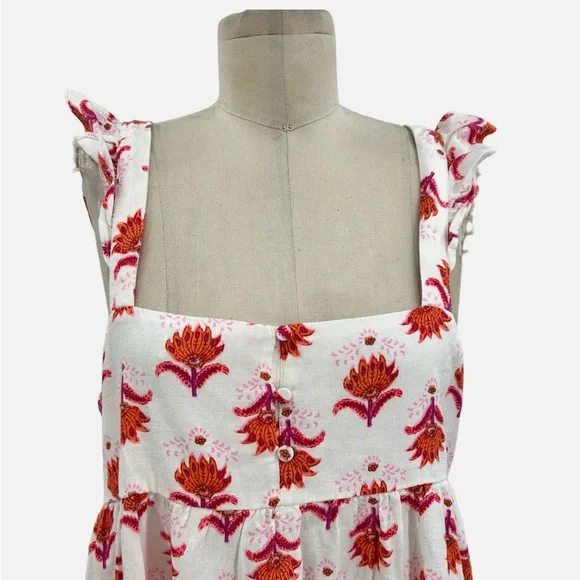 J Crew 12 white Fresh Cantaloupe linen blend dress. - Picture 2 of 4